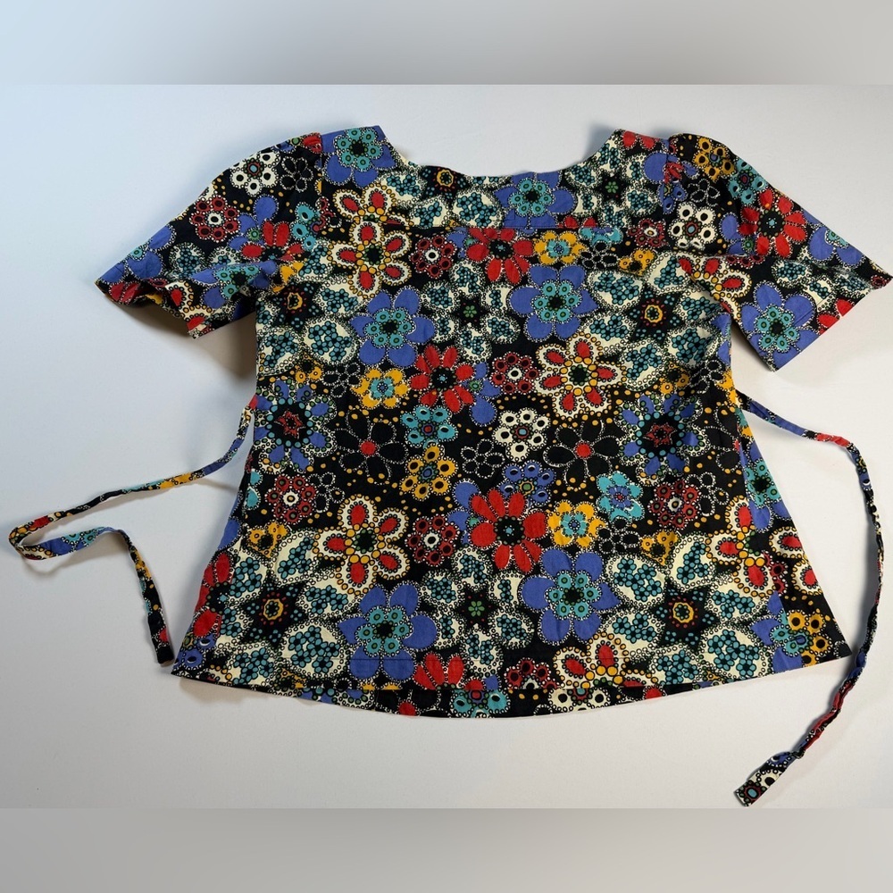 Handmade Floral Peasant Top with Puff Sleeves Size Medium EUC - Picture 6 of 6